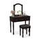 Makeup Vanity Table And Stool Set With Detachable Mirror And 3 Drawers Storage